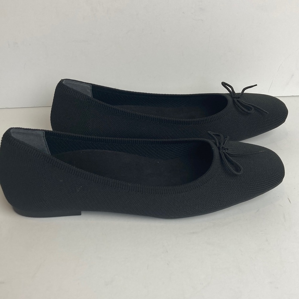 Vionic Klara Knit Ballet Flat 9.5 Black Square Toe Bow Slip-On Balletcore Office - Picture 2 of 16